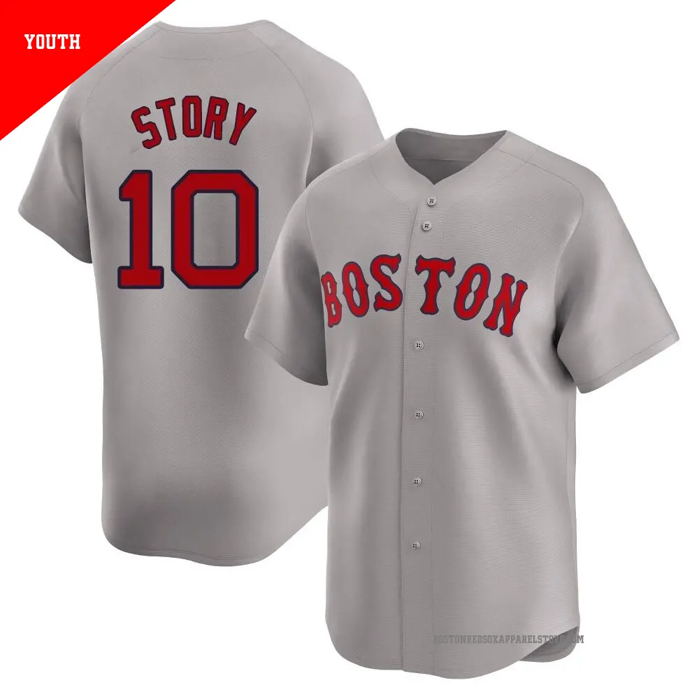 Youth #10 Trevor Story Boston Red Sox Gray Limited Away Jersey
