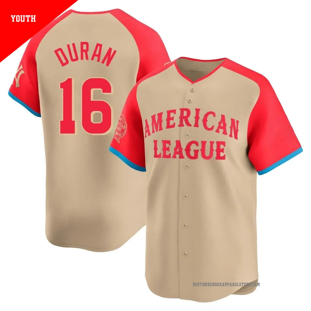 Youth ＃16 Jarren Duran Boston Red Sox Cream Limited American League 2024 All-Star Game Jersey