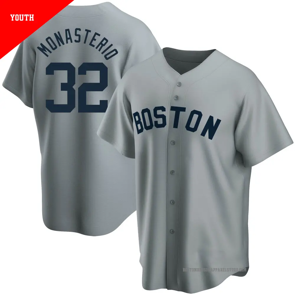 Youth ＃32 Andruw Monasterio Boston Red Sox Gray Replica Road Cooperstown Collection Jersey