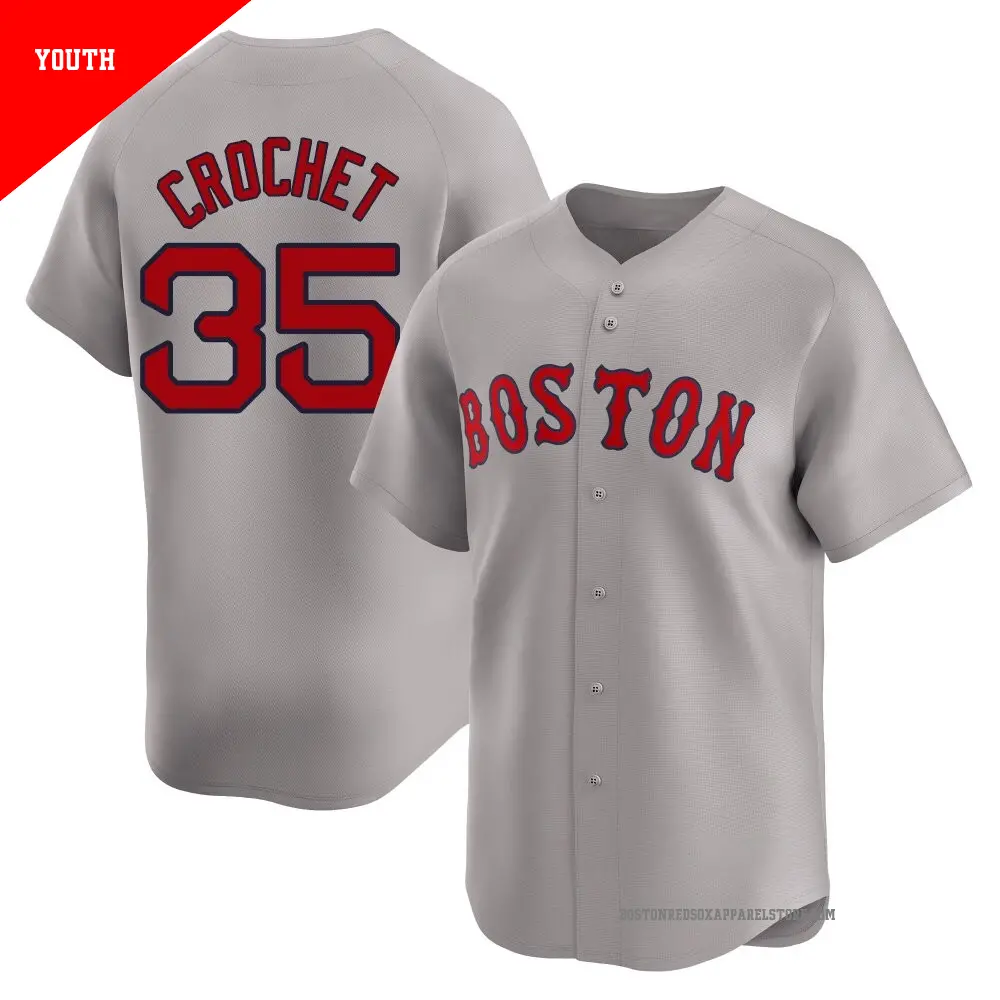 Youth ＃35 Garrett Crochet Boston Red Sox Gray Limited Away Jersey