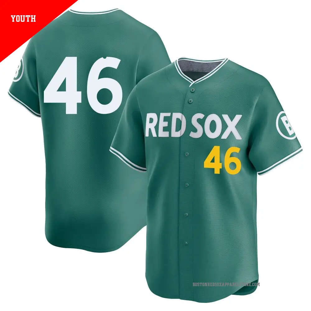 Youth ＃46 Jordan Hicks Boston Red Sox Green Limited 2025 City Connect Jersey