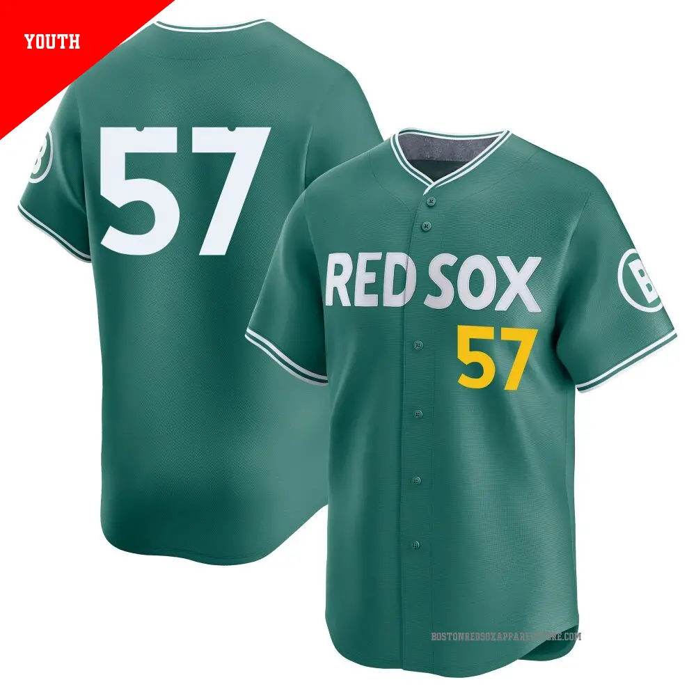 Youth ＃57 Greg Weissert Boston Red Sox Green Limited 2025 City Connect Jersey