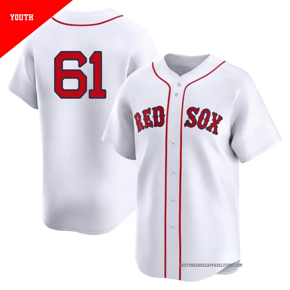 Youth ＃61 Brian Johnson Boston Red Sox White Limited 2nd Home Jersey