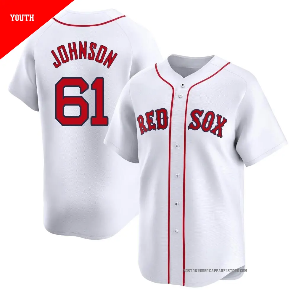 Youth ＃61 Brian Johnson Boston Red Sox White Limited Home Jersey