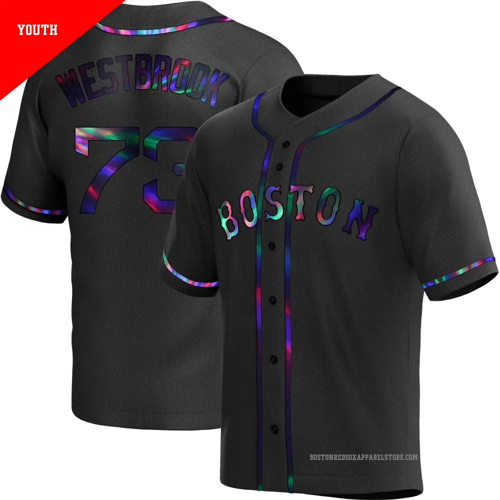 Youth ＃73 Jamie Westbrook Boston Red Sox Black Replica Holographic Alternate Jersey