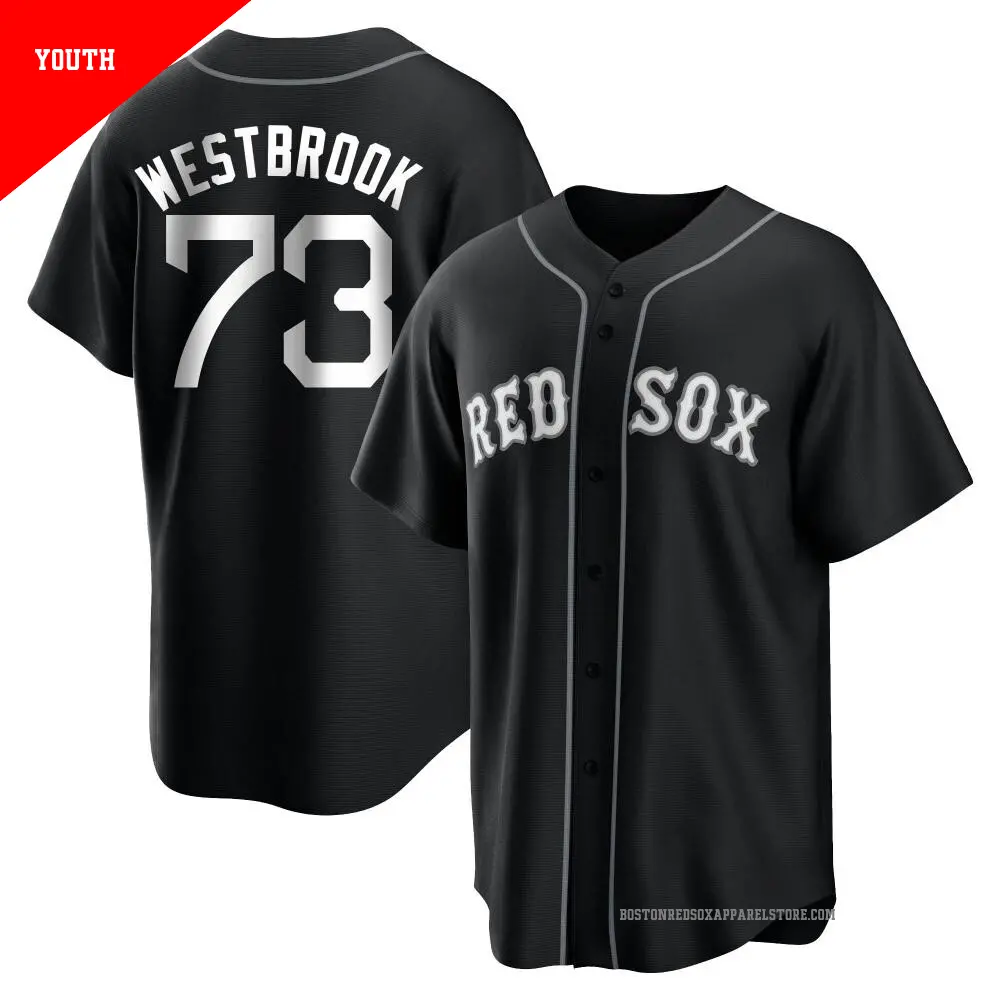 Youth ＃73 Jamie Westbrook Boston Red Sox Black/White Replica Jersey