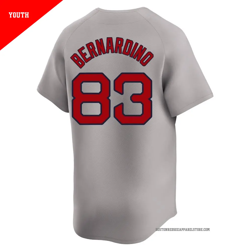 Youth #83 Brennan Bernardino Boston Red Sox Gray Limited Away Jersey