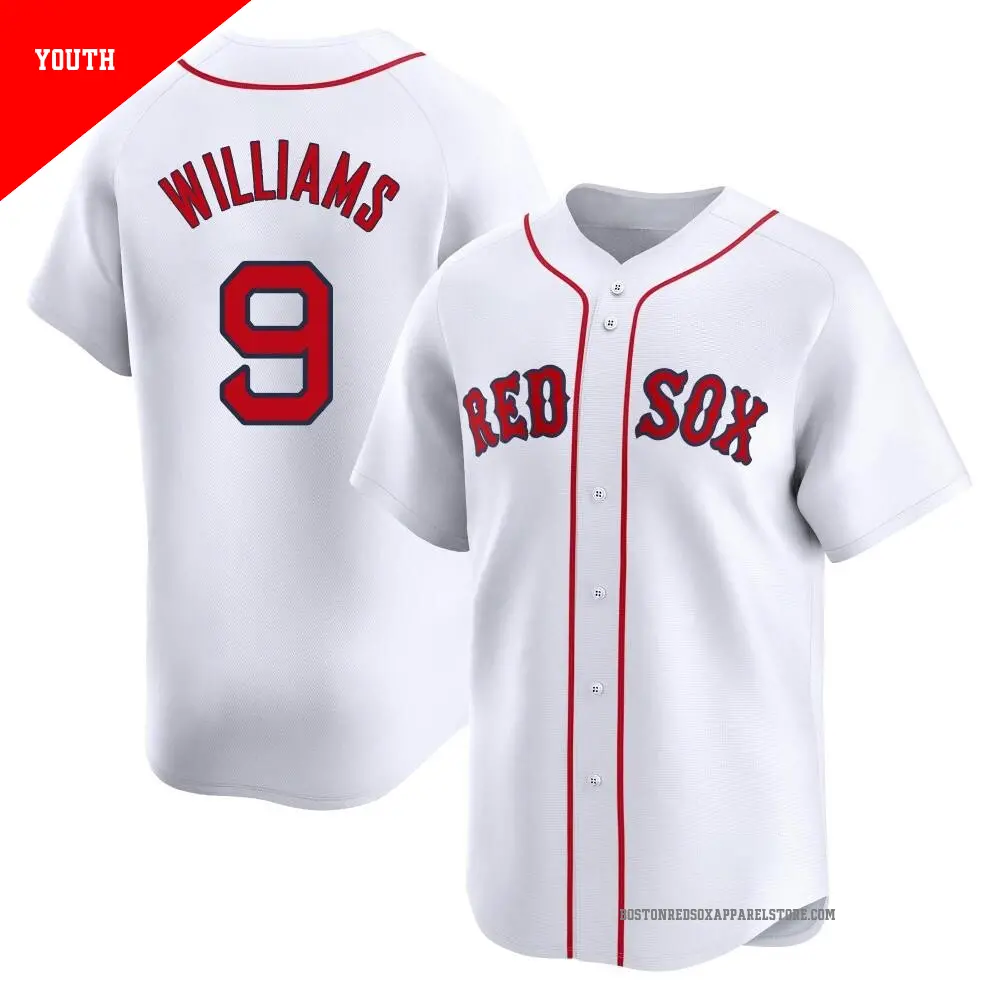 Youth #9 Ted Williams Boston Red Sox White Limited Home Jersey